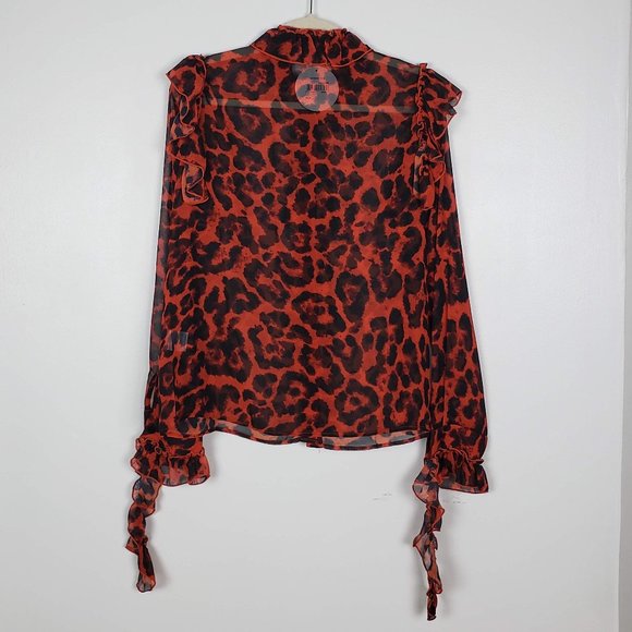 StyleKeepers Leopard-Print Ruffle Top- Red - Picture 5 of 8